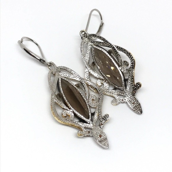 Michael Valitutti NH 925 Sterling Silver Smoky Quartz Citrine Dangle Earrings - Picture 4 of 5